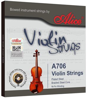 Alice Professionele A706 Viool Snaren Gevlochten Stalen Kern Geïmporteerd Roestvrij Staal Een Set Voor Viool Maat 4/4 3/4 1/2 1/4 1/8