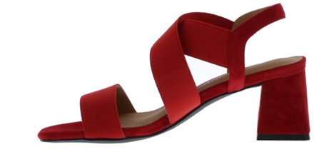 Alida elastiek sandaal | dames | maat: | stof en immitatieleer Rood - 40