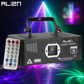 ALIEN 500mW RGB Laser Stage Lighting Projector Effect Beam 3D Illusion Animation Network 10 IN 1 DJ Disco Party Holiday Lights