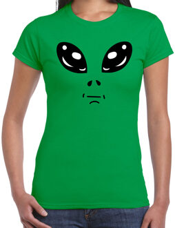 Alien gezicht funny verkleed kleding - t-shirt - groen - voor dames XL