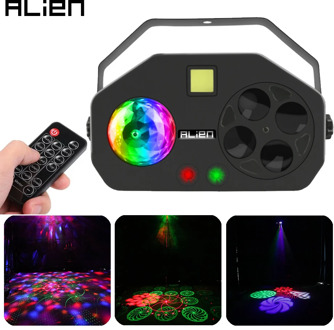 ALIEN Remote RGB 4 IN 1 LED Gobo Strobe Magic Ball Laser Project DMX Stage Lighting Effect DJ Disco Party Holiday Wedding Light