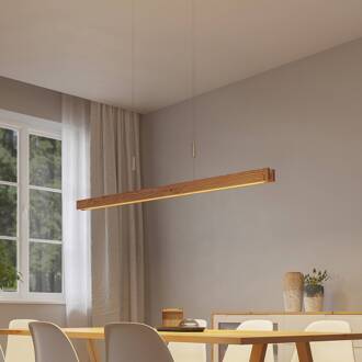 Alimara LED hanglamp, hout, lengte 138 cm mat nikkel, licht hout