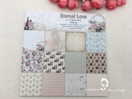 AlinaCraft 24 vel 6 "X 6" eeuwige liefde gedessineerde papier Scrapbooking papier pack handgemaakte ambachtelijke papier ambachtelijke achtergrond pad