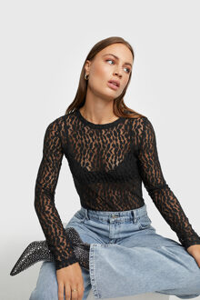 Alix The Label 2308915360 woven fitted lace top Zwart - XS
