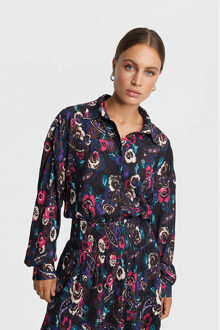 Alix The Label 2308922332 ladies woven paisley flower oversized blouse Zwart - S