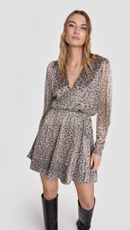 Alix The Label 2403337575 leopard shiny wrap dress Zilver - XL