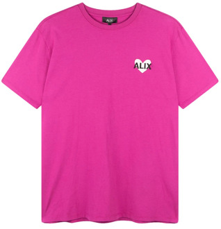 Alix The Label Gebreid Hart T-Shirt Alix The Label , Pink , Dames - L,M,S