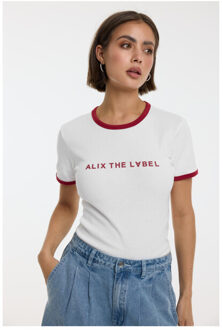 Alix The Label Ladies knitted ringer t-shirt t-shirts 2602884612 - maat M Ecru