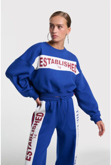 Alix The Label Logo tape sweater kobalt Blauw