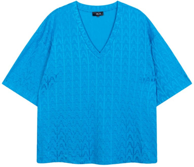 Alix The Label Oversized Jacquard T-shirt voor dames Alix The Label , Blue , Dames - Xl,L,M