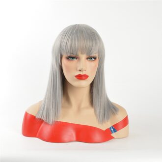 Alizing Synthetische Natuurlijke Zwarte Pruik Lange Rechte BOBO Haar stijlen Pruiken Sliver Grey Haar BOB Fiber Haar Pruiken Pelucas Pelo 0178 grijs