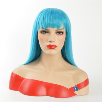 Alizing Synthetische Natuurlijke Zwarte Pruik Lange Rechte BOBO Haar stijlen Pruiken Sliver Grey Haar BOB Fiber Haar Pruiken Pelucas Pelo 0178 munt blauw