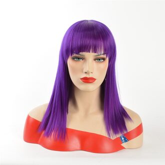 Alizing Synthetische Natuurlijke Zwarte Pruik Lange Rechte BOBO Haar stijlen Pruiken Sliver Grey Haar BOB Fiber Haar Pruiken Pelucas Pelo 0178 paars