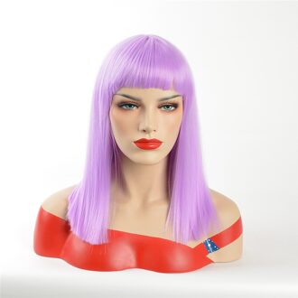 Alizing Synthetische Natuurlijke Zwarte Pruik Lange Rechte BOBO Haar stijlen Pruiken Sliver Grey Haar BOB Fiber Haar Pruiken Pelucas Pelo 0178 Toon paars