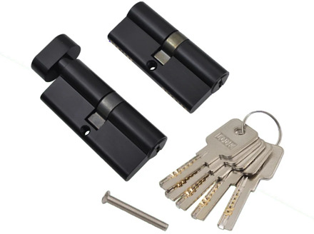 All Brass Black Cylinder Lock Door Window Security 70mm Cylinder Living Room Lock Handle Customized Brass Key