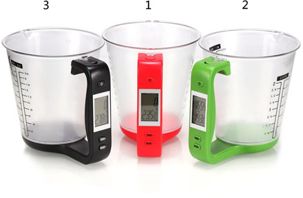 All in One Digital Measuring Cup Sugar Coffee Transparent Mug Scale Weight Temperature Kitchen Tools with LCD Display cup