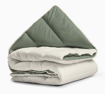 All-in one Omkeerbare Dekbed - Dekbed zonder Overtrek - 200x200 - Creme/Groen