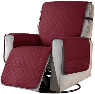 All-Inclusive Fauteuil Stoel Cover Sofa Covers Seat Elasticiteit Stretch Kussenovertrekken Anti-Slip Meubels Protector Met Side Pocket wijn rood