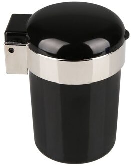 All Ride Auto asbak met LED licht - kunststof - zwart - 7 x12 cm - met deksel - op 1 batterij