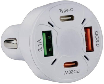 All Ride Autolader USB - 4 poorten - geschikt voor in de auto - universeel - snellader - 12V