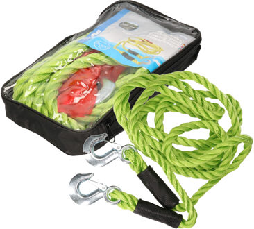 All Ride Sleepkabel - Set van 2x stuks - tot 5000 kg - auto sleeptouw - lichtgevend groen