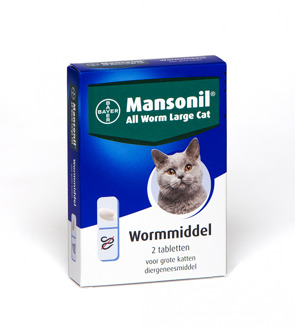 All Worm Large Cat Ontworming - Grote Kat - 2 tabletten