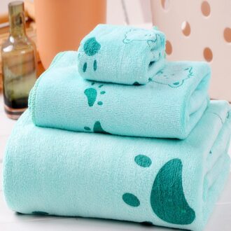 Alle Seizoenen Cartoon Print Polyester Thuis Handdoeken Set 3 Kleuren Baby Bad Handdoeken Zomer Deken Voor Kind groen
