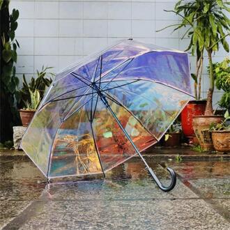 Alleen Jime Kleurrijke Transparante Paraplu Modieuze Regenachtige Paraplu Voor Vrouwen Kleine Winddicht Regenkleding Paraplu handvat-zwart