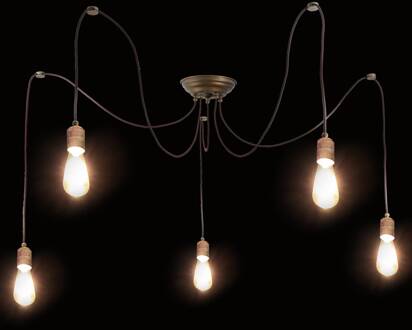 Allen hanglamp, antiek messing, 5-lamps aNTIK