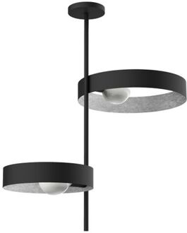 Alley Plafondlamp, 2xe27, Metaal, Zwart/blad Zilver, 40cm
