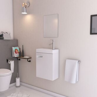 Allibert Aurlane Fonteinmeubelset Nina - Inclusief Wastafel En Spiegel - Wit - 44x24x59cm