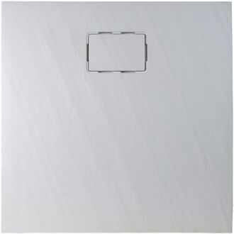 Allibert Douchebak Allibert Rockstone Laag Vierkant 90x90x3.5cm Polybeton Steeneffect Wit