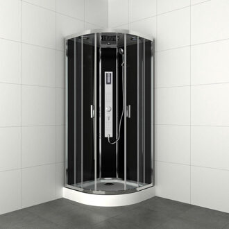 Allibert Douchecabine Allibert Gipsy Kwartrond 90x90x225cm Helder Glas Mengkraan Hoofddouche Handdouche en Hydrojets