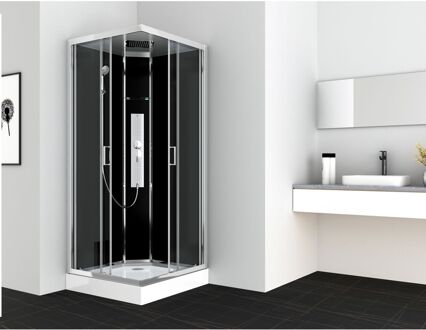 Allibert Douchecabine Allibert Gipsy Vierkant Schuifdeur 90x90x225cm Helder Glas Antikalk Mengkraan Hoofddouche en Handdouche