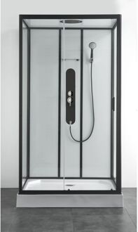 Allibert Douchecabine Allibert Uyuni Rechthoek Schuifdeur 120x80x225cm Helder Glas Antikalk Mengkraan Hoofddouche en Handdouche