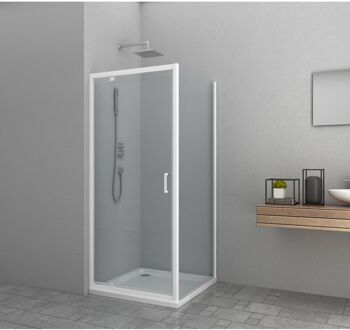 Allibert Douchedeur Allibert Happy Nisdeur 80x185cm Aluminium Wit 4mm Helder Glas