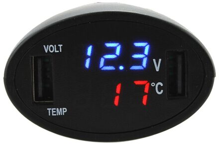 Alloet 3-In-1 Dual Usb Autolader Led Digitale Auto Voltmeter Thermometer Temperatuur Display Meter Auto-oplader Voor Sumsung