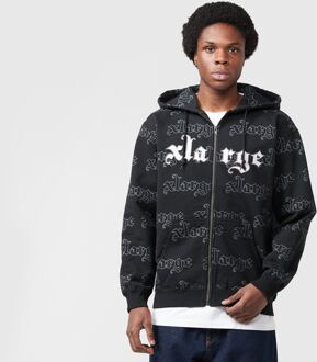 Allover Logo Zip Hoodie, zwart - M