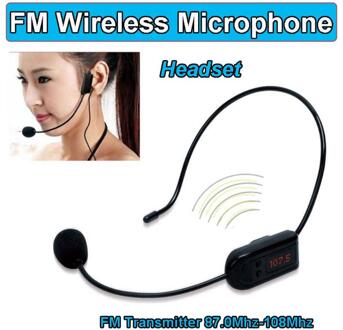 ALLOYSEED Zwart FM Draadloze Microfoon Headset Megafoon Radio High-definition Digitale Tube Display Frequentie voor Luidspreker
