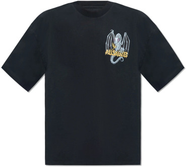 ALLSAINTS Drakenschedel T-shirt AllSaints , Black , Heren - Xl,M