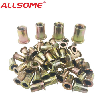 ALLSOME 300pcs M3 M4 M5 M6 M8 M10 Head Rivet Nuts Set Nuts Insert Reveting Multi Size Rivet Nuts Collocation with BOX HT2599
