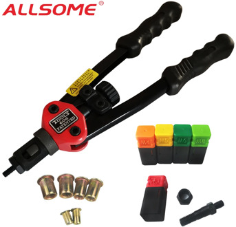 ALLSOME BT-606 RIVET NUT TOOL Hand Blind Riveter Hand Riveter Rivet Gun with 5 Metric Mandrels 50pcs Rivnuts