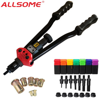 ALLSOME BT-607 RIVET NUT TOOL Hand Blind Riveter Hand Riveter Rivet Gun with 7 Metric Mandrels 70pcs Rivnuts