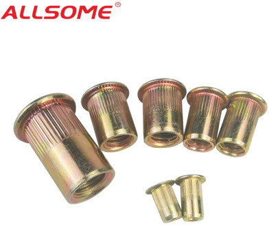 ALLSOME Carbon Steel Rivet Nuts Flat Head Insert Nutsert Threaded Rivetnut M3 M4 M5 M6 M8 M10
