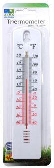 Alma garden binnen/buiten thermometer - plastic - wit - 21 cm - Buitenthermometers