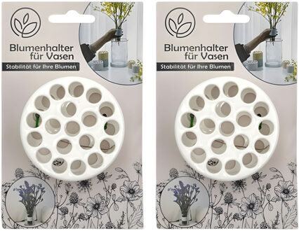 Alma Garden Bloemenschikker voor in vaas - 2x - bloemverdeler - boeketring - wit - vaas raster