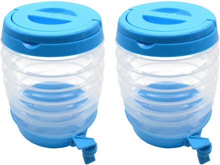 Alma Garden Drankdispenser - 2x - opvouwbaar- blauw - kunststof - 3,5 liter - D15 x H21 cm - Drankdispensers