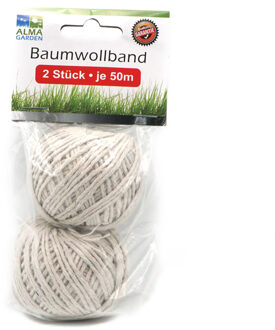 Alma Garden Huishoud/hobby touw - 2x bolletjes - canvas - 50 meter per bolletje Naturel