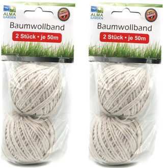 Alma Garden Huishoud/hobby touw - 4x bolletjes - canvas - 50 meter per bolletje - Touwen