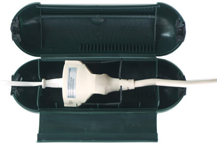 Alma Garden Stekkerbox/stekkersafe - spatwaterdicht - groen - kunststof - IP44 - 21 x 8 cm